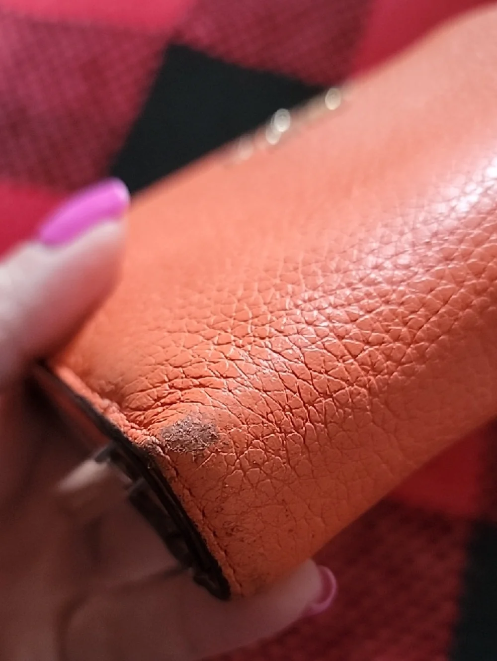 kate spade coral orange pebble leather zip-around wallet